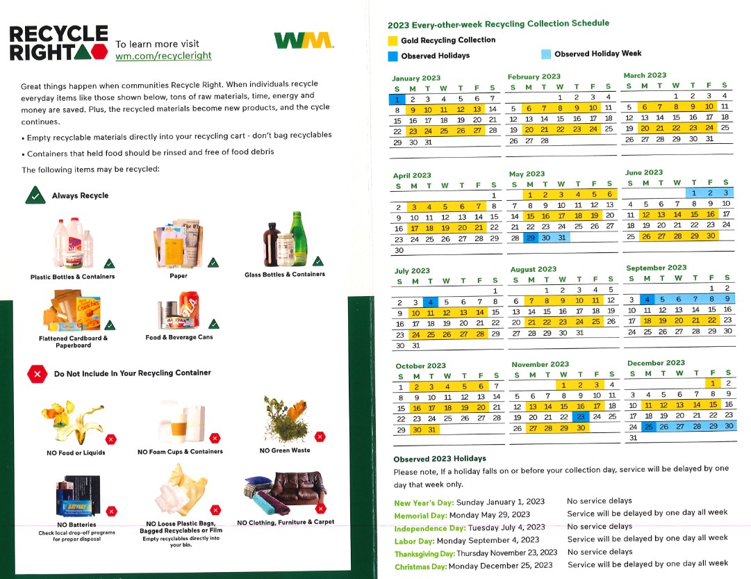 2023 WRAP Recycling Calendar